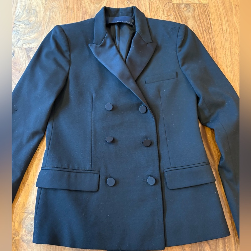Zara Black Double-Breasted Blazer Size XS